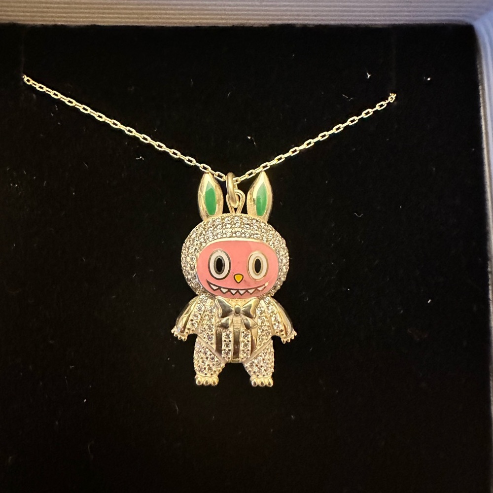 Sterling Silver Labubu Necklace